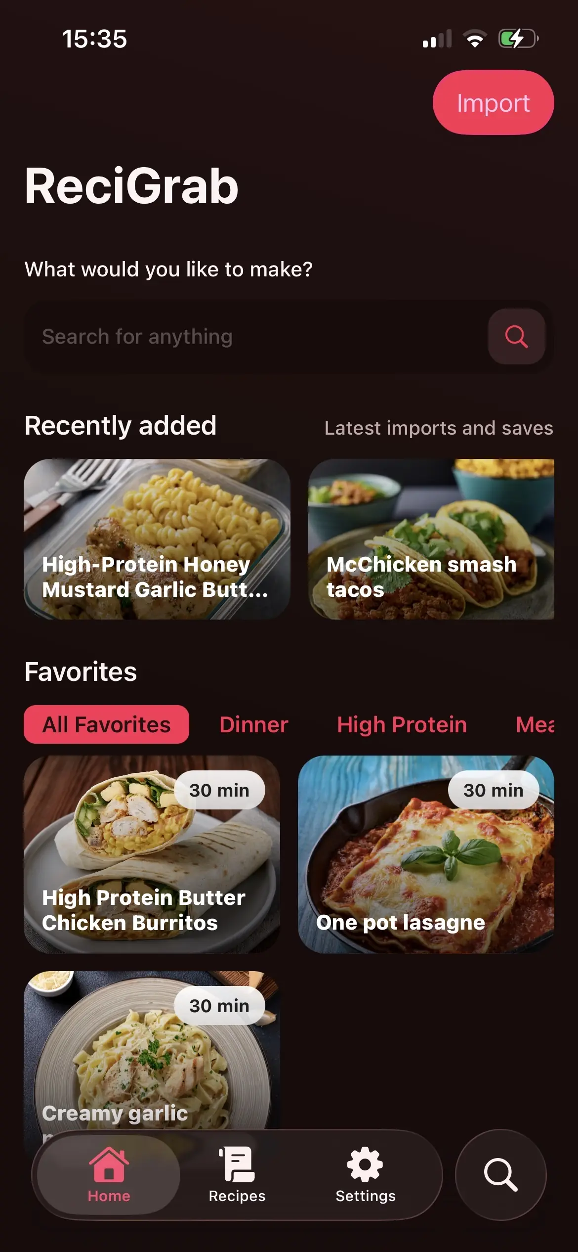 Screenshot of application